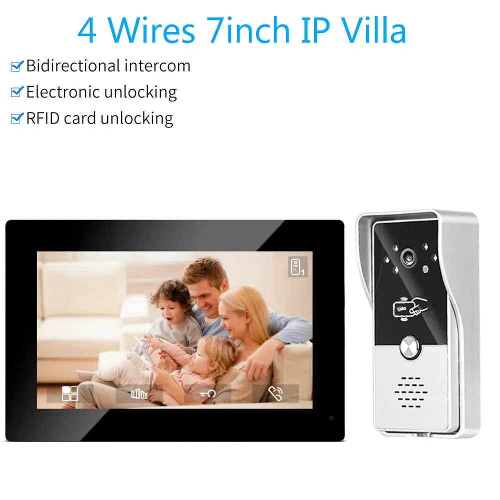 Video Intercom Monitor | 7 Inch Color Display | Wired Doorphone | Indoor Kit