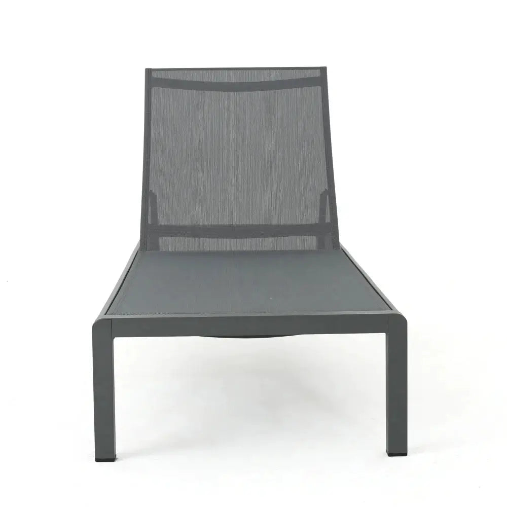 Dark Grey Aluminum Mesh Chaise Lounge 2PCS 400LBS 5 Adjustable Positions Outdoor Patio Pool Sun Lounger from PriceLows™