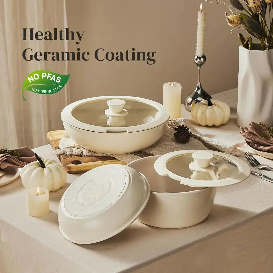Ceramic Pots and Pans Set Non Stick, Nonstick Kitchen Cookware Sets, Non Toxic Pots and Pans Set Non Stick, PFAS PFOA amp PTFE F from PriceLows™