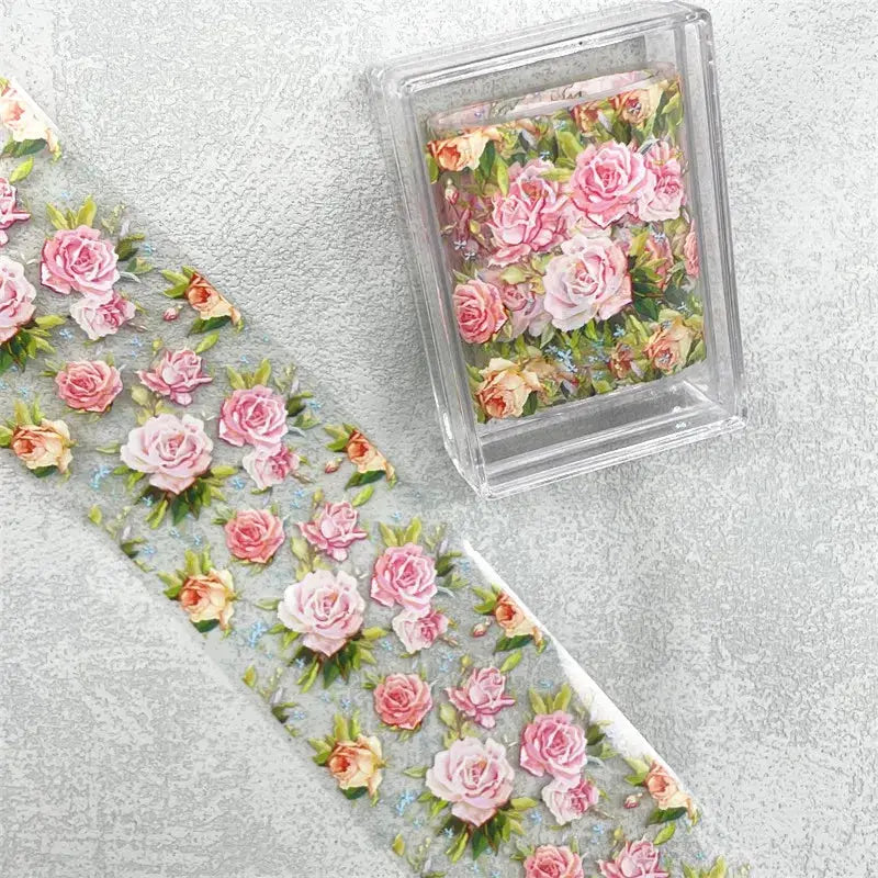 1Pc 100cm Flower Nail Foils for Transfer Paper Floral Stickers Rose Nails Wraps Tulip Nail Art Decorations from PriceLows™