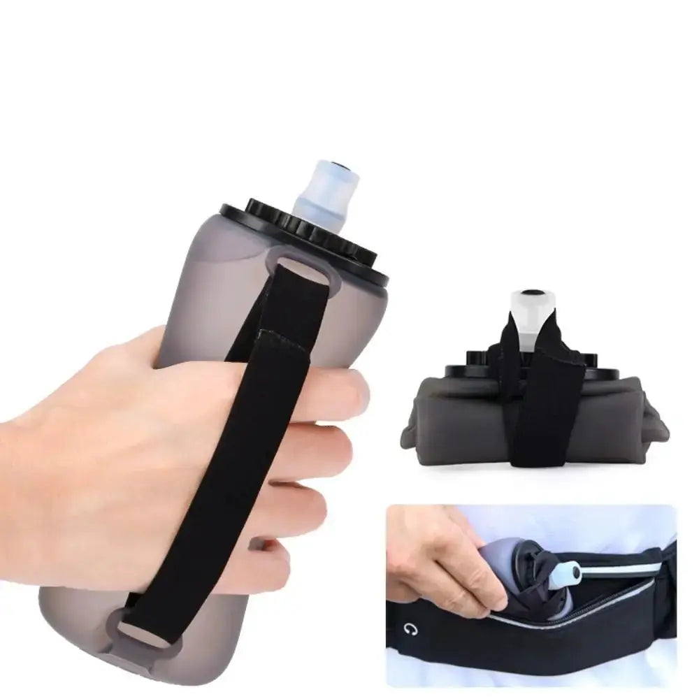 Handheld Collapsible Cycling Bottle 350ml Capacity Wide Mouth Hydration Bottle Silicone Soft Flask Gym from PriceLows™