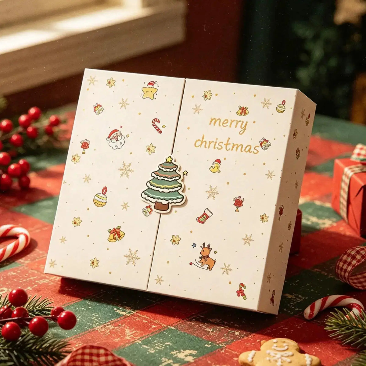 Christmas Count Down Calendar Box | 24 Day Empty Design | Nonwoven Elk Pattern