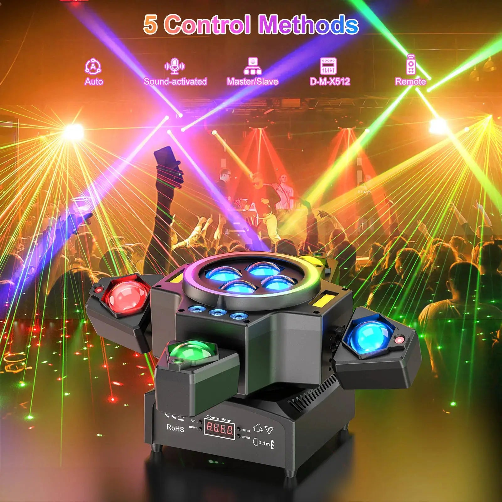 120W 4in1 RGBW Moving Head Light Beam Effect Lights Laser Light Remote Control Stage Lighting for DJ Disco Party Concert Theater from PriceLows™