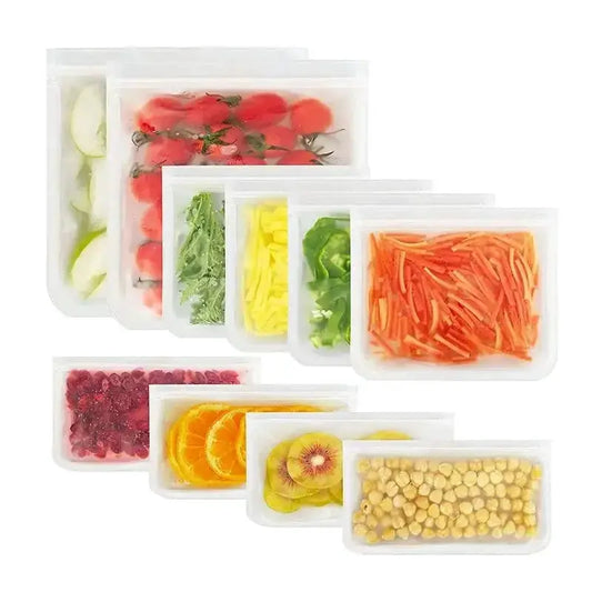 Reusable Food Storage Bags | Leakproof Zip Shut | Stand Up Design | One Size