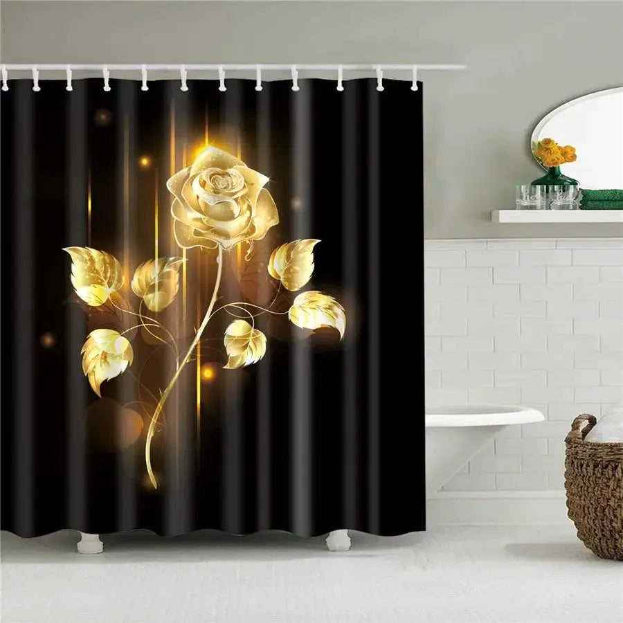 3D Flower Plum Blossom Lotus Lavender Rose Shower Curtains Bathroom Curtain Frabic Waterproof Polyester Bath Curtain with Hooks from PriceLows™