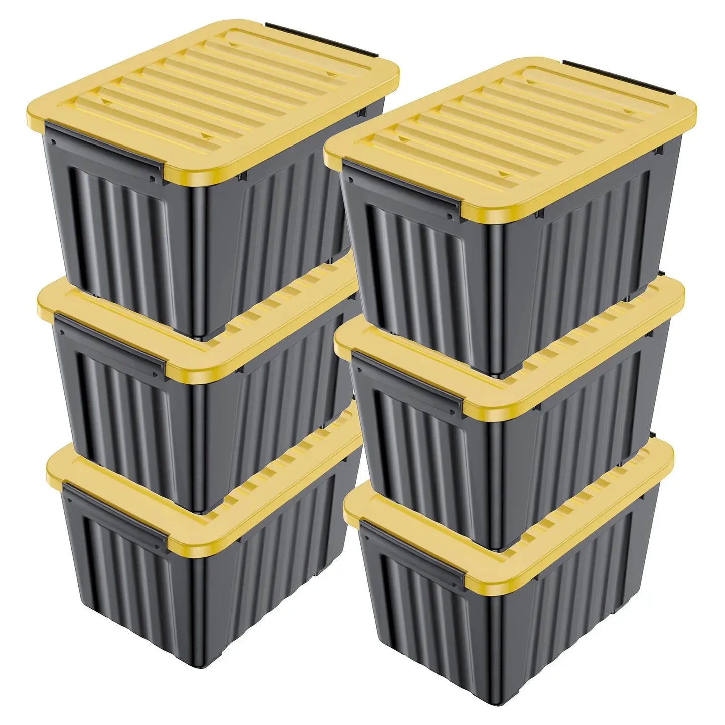 4/6 Pack of Storage Boxes with Lids And Wheels, 72 And 97 Quarts Capacity, Ideal for Storing Various Household Items, Stackable, Available in Three Colors from PriceLows™