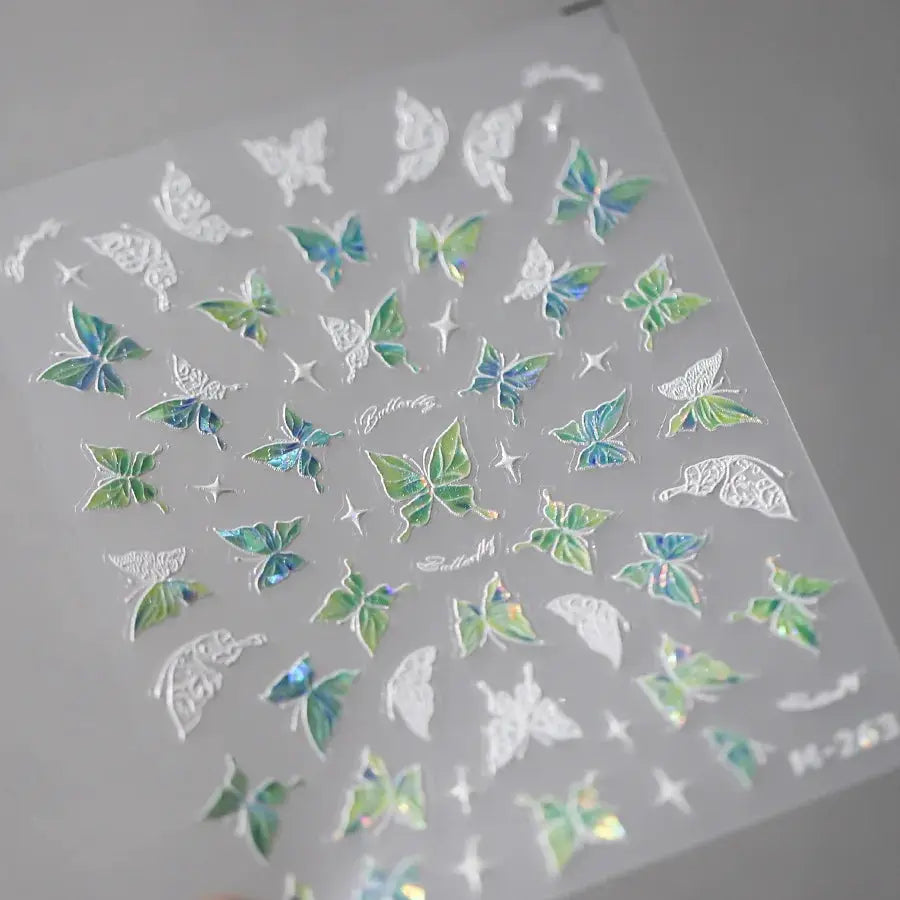1Pcs 5D Embossed Aurora Butterfly Nail Art Stickers Self Adhesive Decals For Nails Decoration DIY 3D Acrylic Nail Supplies Parts from PriceLows™