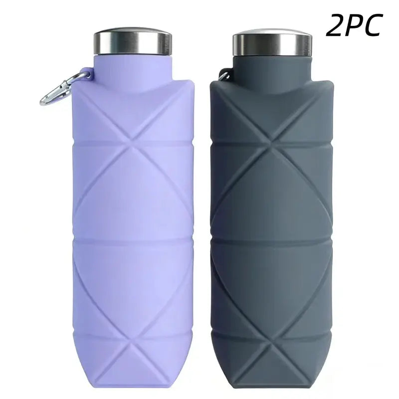 LUSQI 700ml Foldable Silicone Water Bottle Portable Outdoor Sports Collapsible Water Cup With Steel Lid Leak-Proof Lightweight from PriceLows™