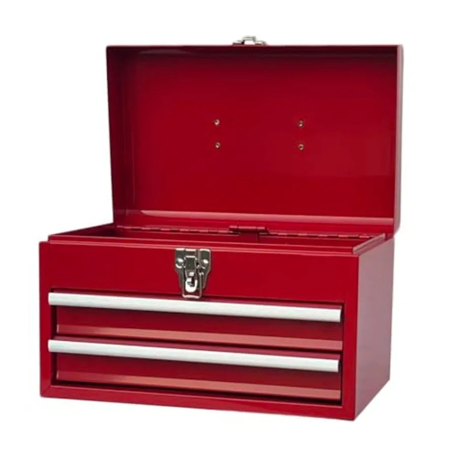 Portable Metal Tool Chest with 2 Drawers, 14" 2-Drawer Tool Chest Cabinet with Ball Bearing Drawer Slides, Steel Tool Storage B from PriceLows™