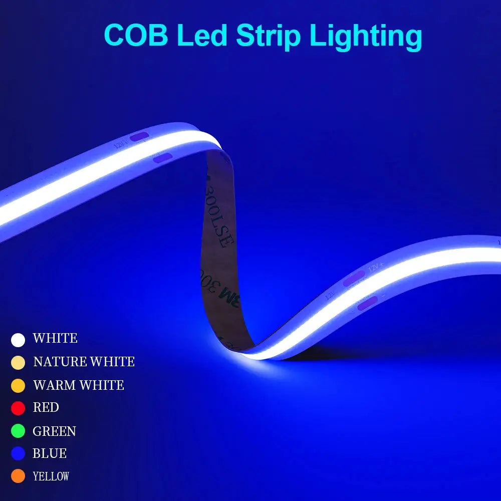 COB LED Strip 480 528 Chips/M High Density Flexible FOB Led Red Green Blue Warm Nature Cool White Linear Dimmable Light 12V 24V from PriceLows™
