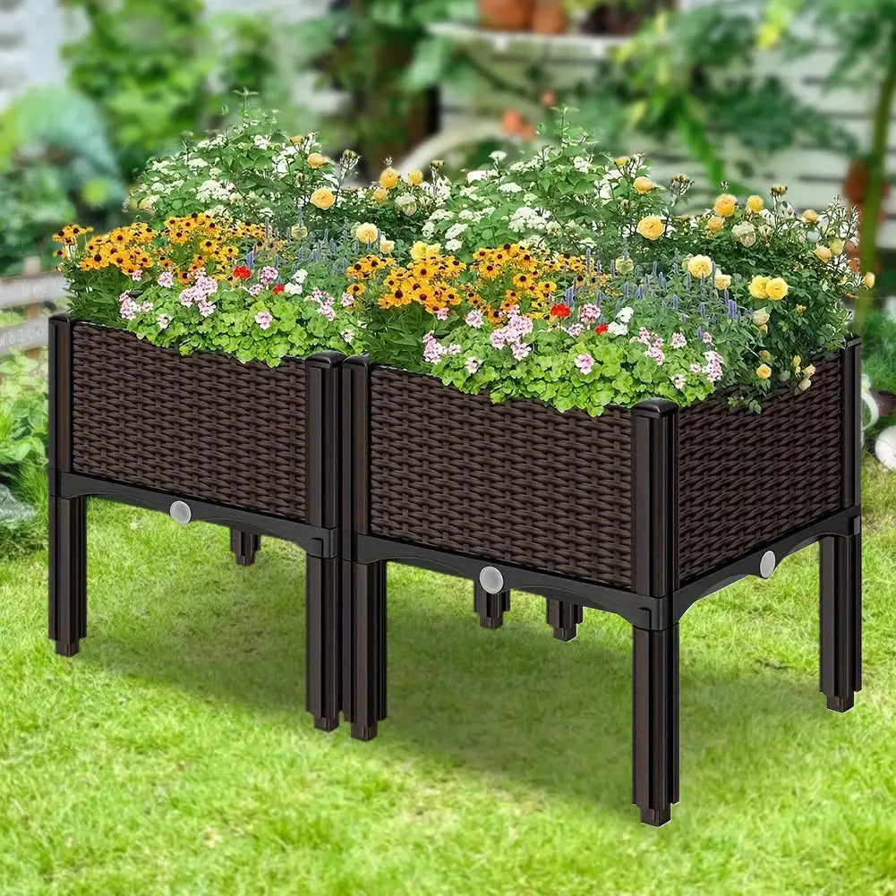 Elevated Plastic Raised Garden Bed Planter Outdoor Planters Above Ground Flower Vegetable Standing Box Garden Box for Garden from PriceLows™