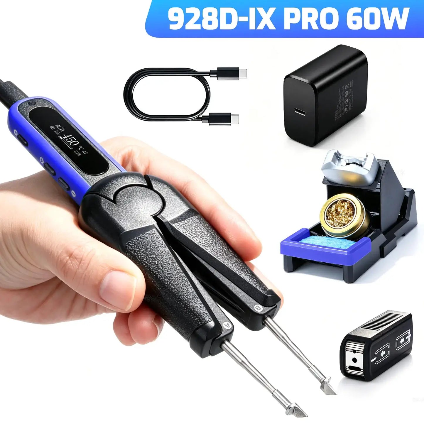 Portable Hot Tweezer Soldering Station 25W/60W Optional WEP 928D-IX Soldering Iron Kit For Precision DIY Hand Tool Support PD/QC from PriceLows™