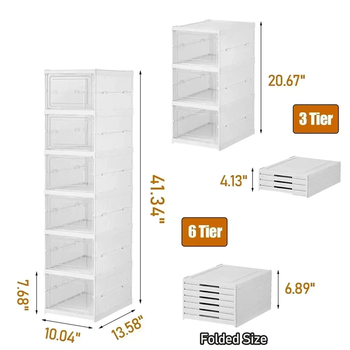 6 Layers Shoes Box Foldable Transparent Sneaker Shoe Storage Organizers Box Stackable Dustproof High-top Cabinet Shoe Rack Shelf from PriceLows™