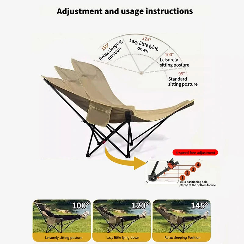 Camping Chair | Four Position Adjustable | Metal Frame | One Size