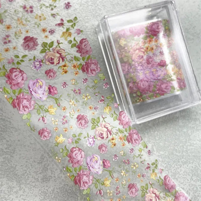 1Pc 100cm Flower Nail Foils for Transfer Paper Floral Stickers Rose Nails Wraps Tulip Nail Art Decorations from PriceLows™