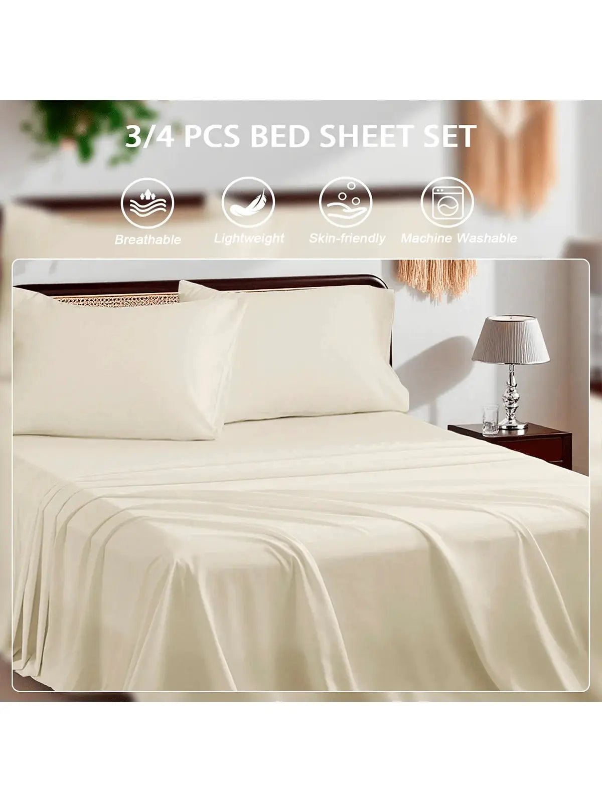 3/4 Piece Bed Sheet Set Soft Breathable Hotel Luxury Summer bedding Twin Flat Fitted Sheet Pillowcase from PriceLows™