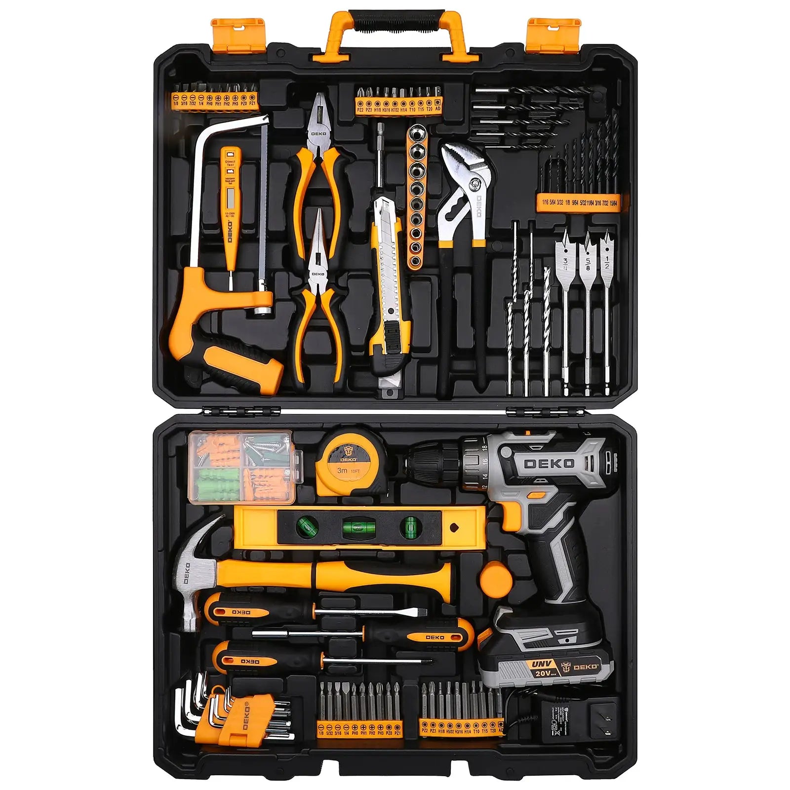 DEKO 20V cordless drill kit with battery, men's drill, manual repair, basic toolbox, suitable for household tools from PriceLows™