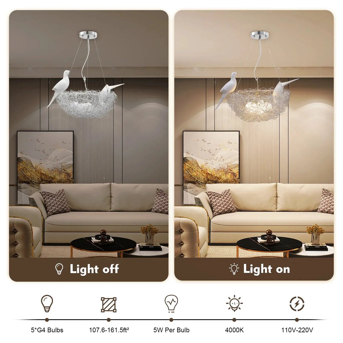 Modern Bird Nest Chandelier LED Ceiling Light 25W 4000K Aluminum Silver for Living Room Dining Room Bedroom Lighting from PriceLows™