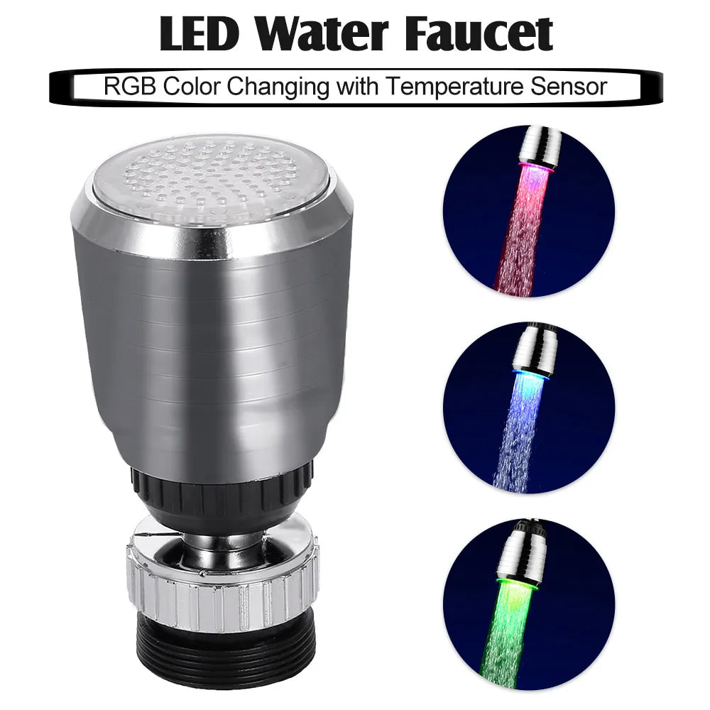 LED Water Faucet | RGB Color Changing | Temp Control | Movable Stream