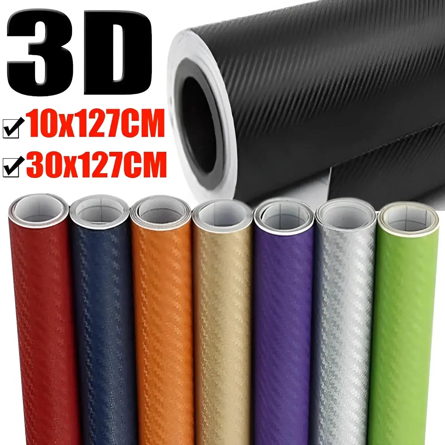 30x127cm Car 3D Carbon Fiber Roll Film DIY Decorative Stickers Auto Styling Computer Laptop Skin Carbon Fiber Vinyl Film Decals from PriceLows™