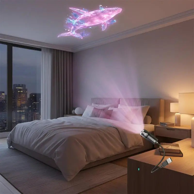 USB Ocean Projector Lamp | 8 Marine Life Panels | Ceiling Night Light | One Size