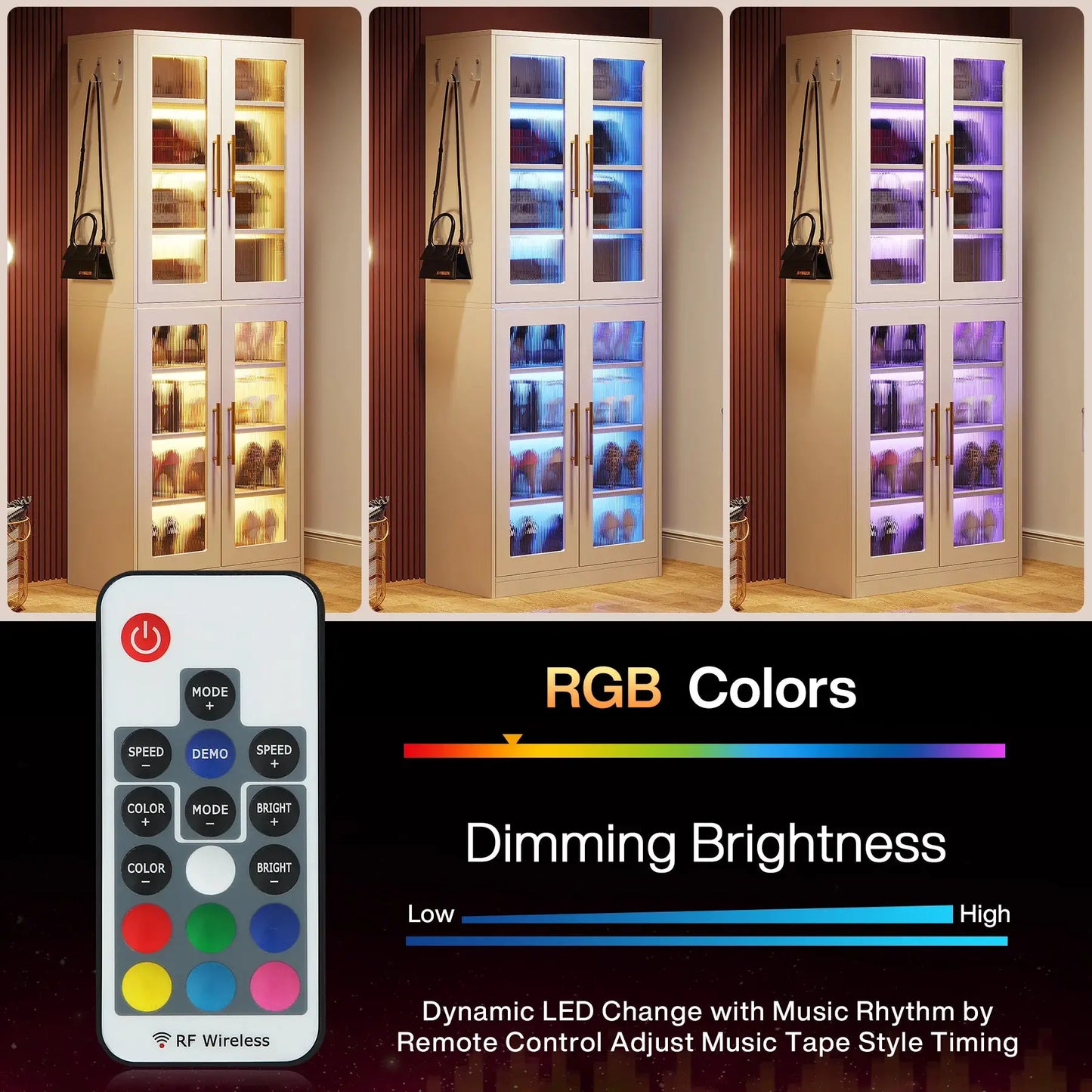 Tribesigns Tall Shoe Cabinet with Acrylic Doors and LED Lights, 8-Tier Entryway Shoe Storage Rack with Adjustable Shelves from PriceLows™