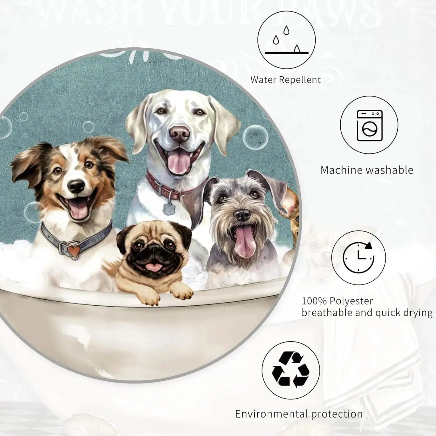 Funny Dog Shower Curtain Set Bathroom Bulldog Labrador Vintage Retro Hilarious Animal Waterproof Bathroom Curtain with 12 Hooks from PriceLows™