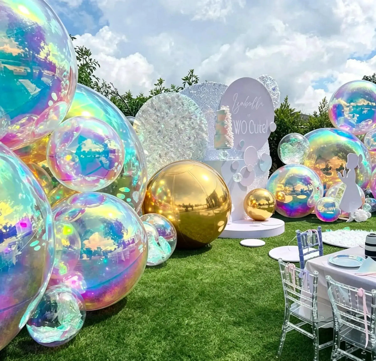 Inflatable Disco Ball | Iridescent PVC Coating | Hang And Stand | 6 Piece Set