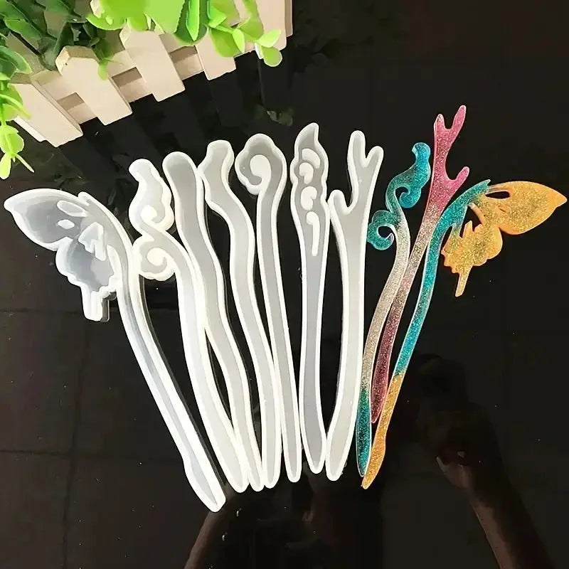 Silicone Hairpin Mold | 8-Piece Set | Jewelry Clip Resin Molds | DIY Production