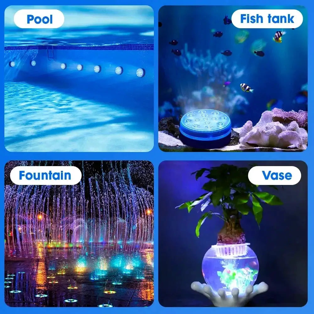 Updated Submersible 13LED Underwater Light with Remote Control Underwater Pool Light IP68 Bright Lamp RGB for Pond/Pool/Aquarium from PriceLows™