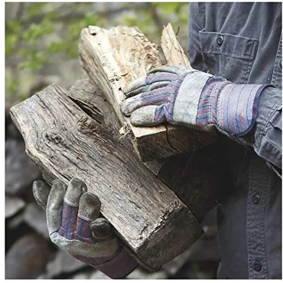 Leather Cotton Work Gloves for Garage Yard Garden Industrial Commercial Use One Size Fits Most 3 6 or 12 Pack from PriceLows™