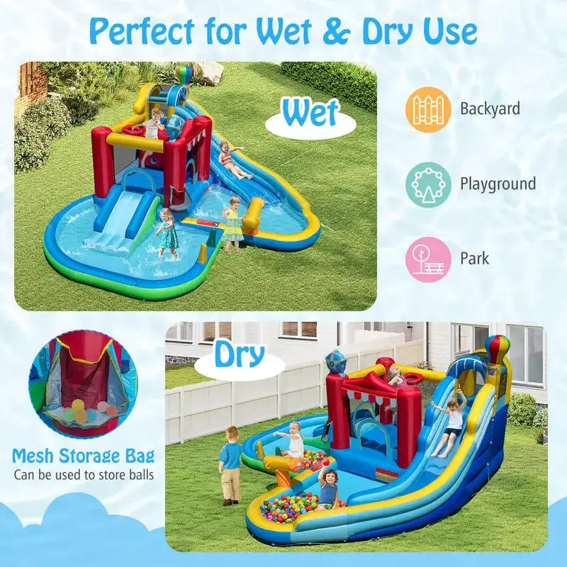 Inflatable Water Park Water Slide Wet Dry Combo Bounce House from PriceLows™