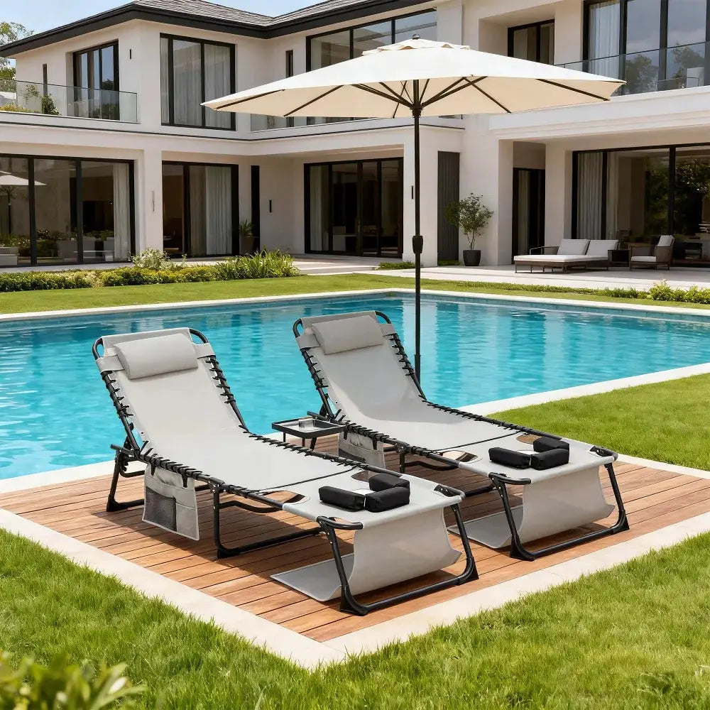 Face Down Chaise Lounge Chair 5-Position Adjustable Foldable Tanning Chair with Face & Arm Holes for Pool Beach Patio Lawn 2Pcs from PriceLows™