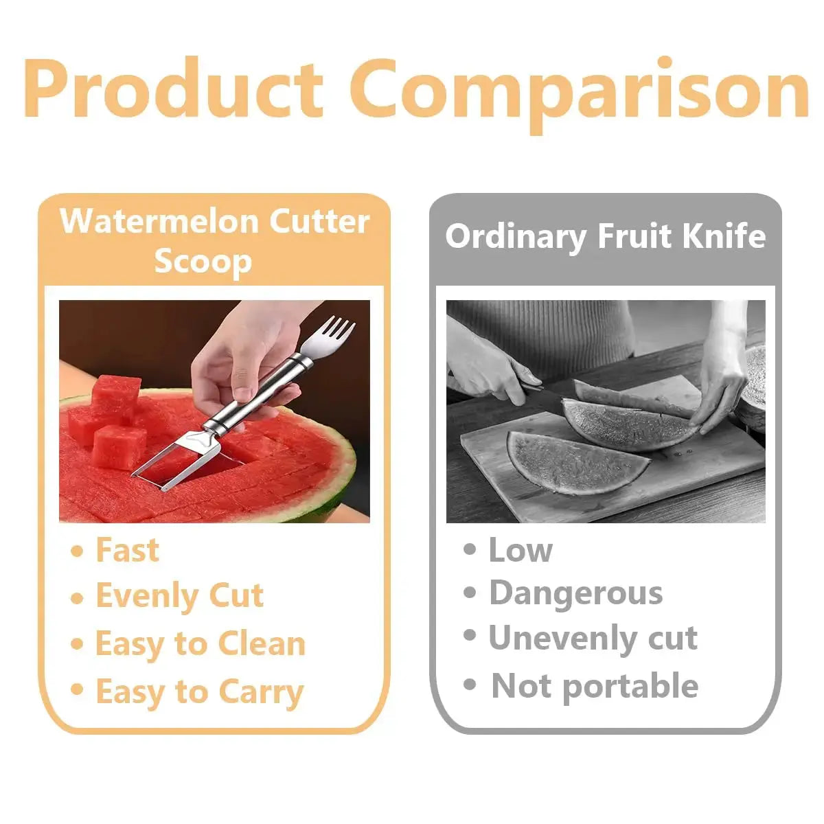 2 Pack 2 in 1 Stainless Steel Watermelon Slicer and Fork Cutter Tool for Home Party Camping Kitchen Gadget from PriceLows™