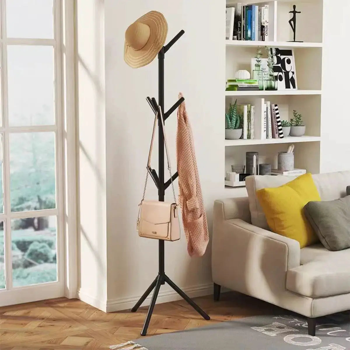Clothes and Hats Rack Floor To Floor Bedroom Coat Hook Bedroom Vertical Tree Branch Shape Holder Hat Scarf Handbag Storage Hange from PriceLows™