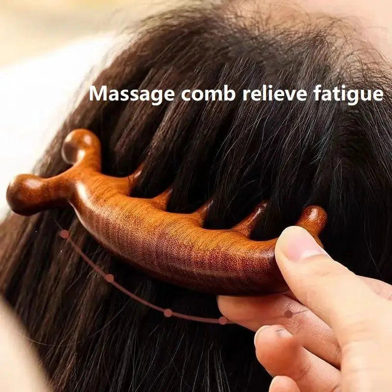 Wooden Massage Comb | Scalp Oil Massager | Compact Size
