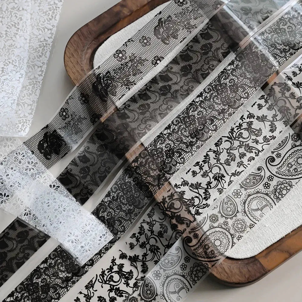 10rolls Mixed Black&White Lace Nail Transfer Foils Sticker Set Sexy Lace Flower Pattern Nail Stickers For women Manicure Decor#% from PriceLows™