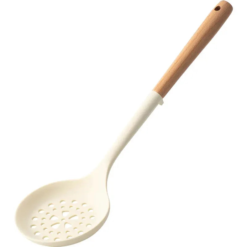 Silicone Spatula Set | Wooden Handle | Nonstick Design | 5 Piece White
