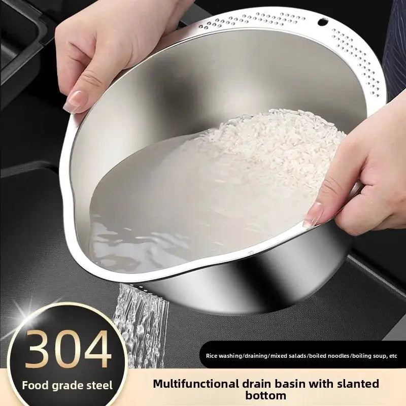Rice Washer Strainer Bowl Stainless Steel 304Rice Washing Bow Rice Sieve Colander Fruit AndVegetable Strainer Kitchen Tools from PriceLows™