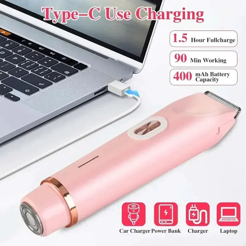 Dual Head Epilator | 90 Min Battery | Waterproof | Cordless
