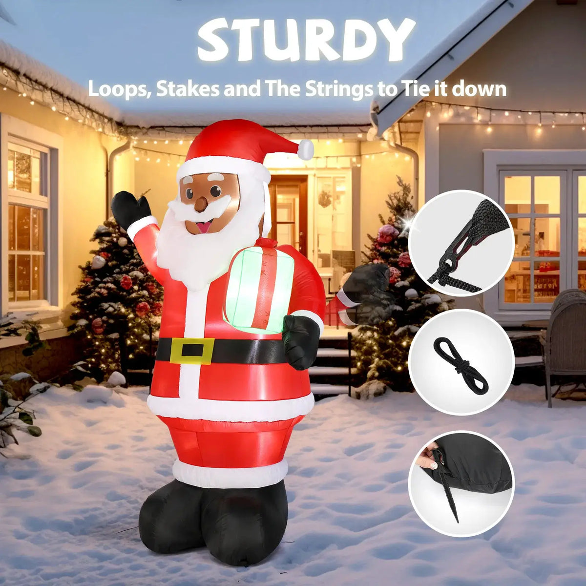 Christmas Inflatable Santa | 7 Ft With Led Lights | Outdoor Yard Decor