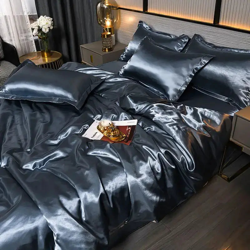 Satin Bedding Set | 100Gsm Silky Finish | Duvet Cover Set | Queen King Size