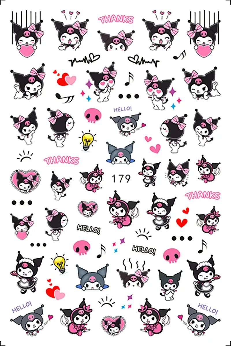 1PCS Cartoon Kawaii Pokémon Nail Stickers 3D Sanrio Hello Kitty Stickers For Nails Nails Accesories Anime Kuromi Nail Supplies from PriceLows™