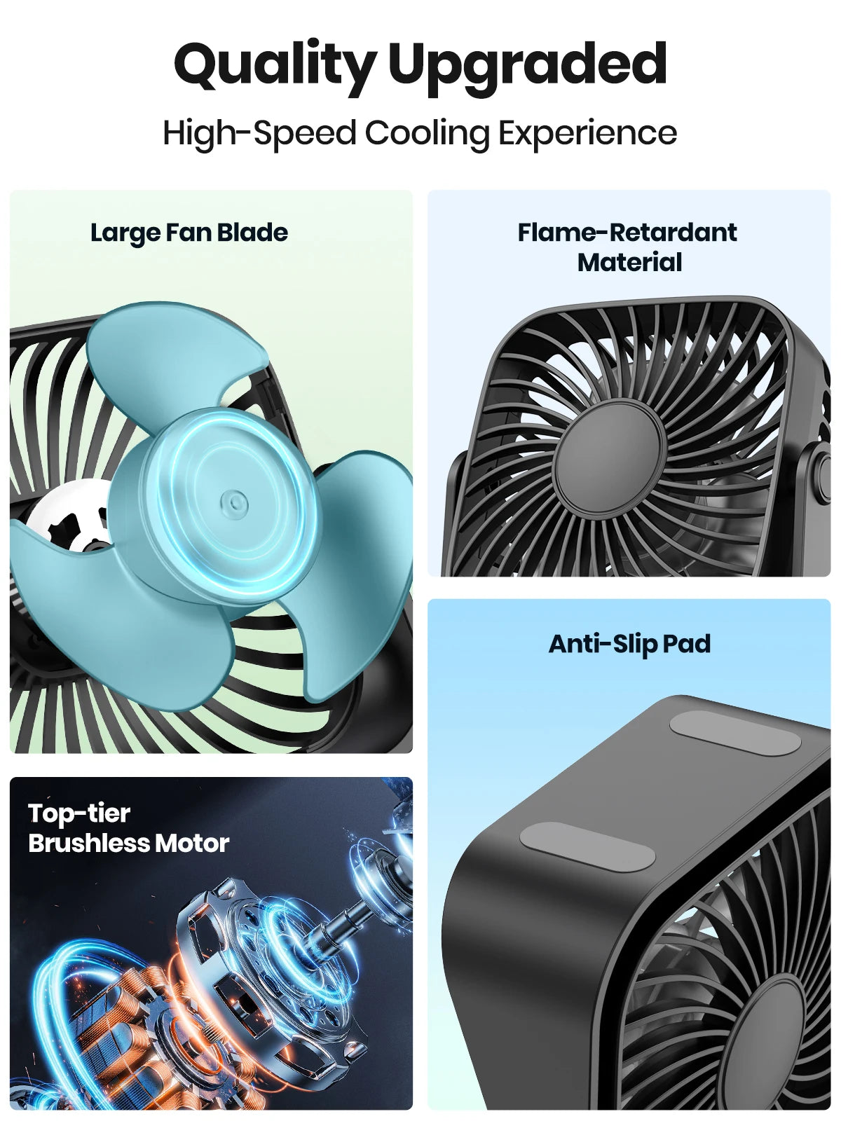 USB Mini Portable Fan | 4 Inch | 3 Speeds | 360 Degree Adjustable