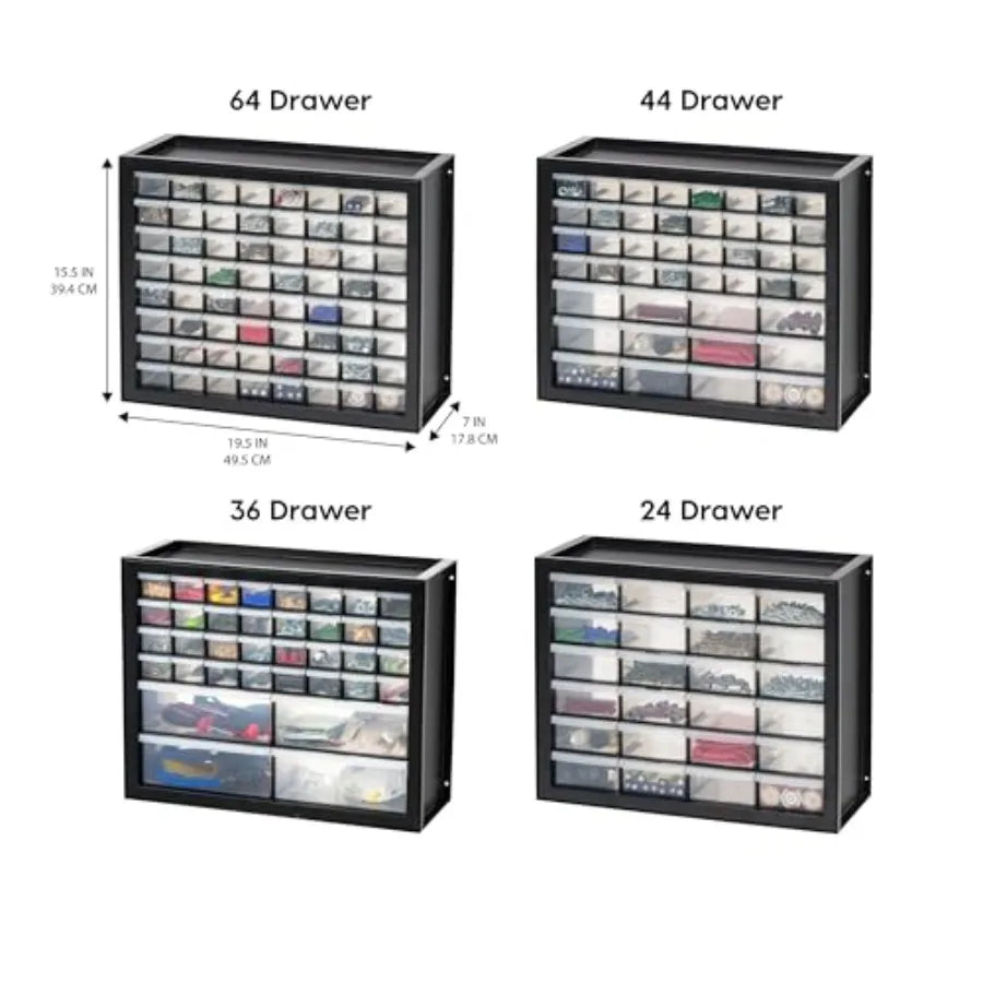 36-Drawer Storage Cabinet, Made in USA, Small Parts Storage Craft Organizer, Tool Chest, Hardware, Electronics, Screws, Nuts & Bolts, Garage & Workshop Storage, Teacher Toolbox, Black from PriceLows™