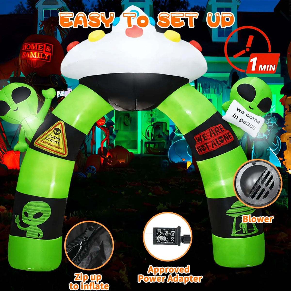 Halloween Inflatable Alien Arch | Built-In Led | Airblown Design | 10.5 Ft