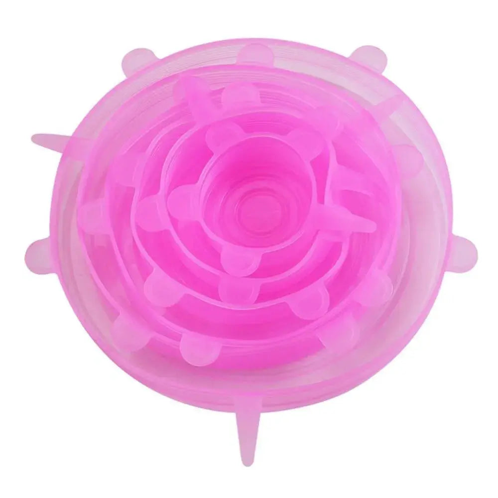 Square Silicone Lids | 6 Piece Set | Elastic Stretch | Multi Bowl Sizes