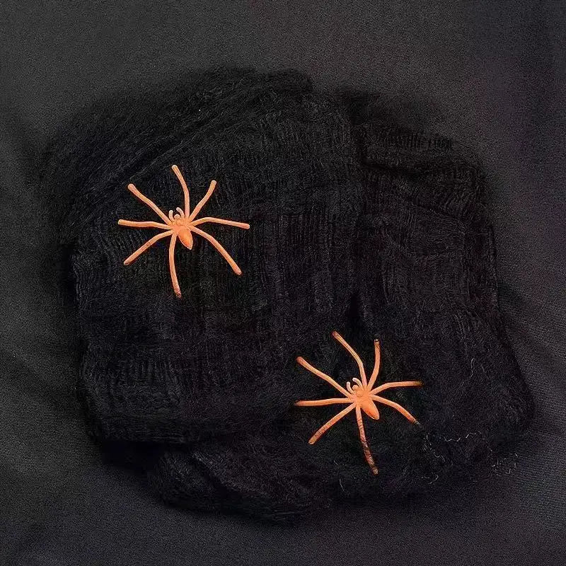 Artificial Spider Web | Stretchy Polyester | Includes Spider | Party Decor