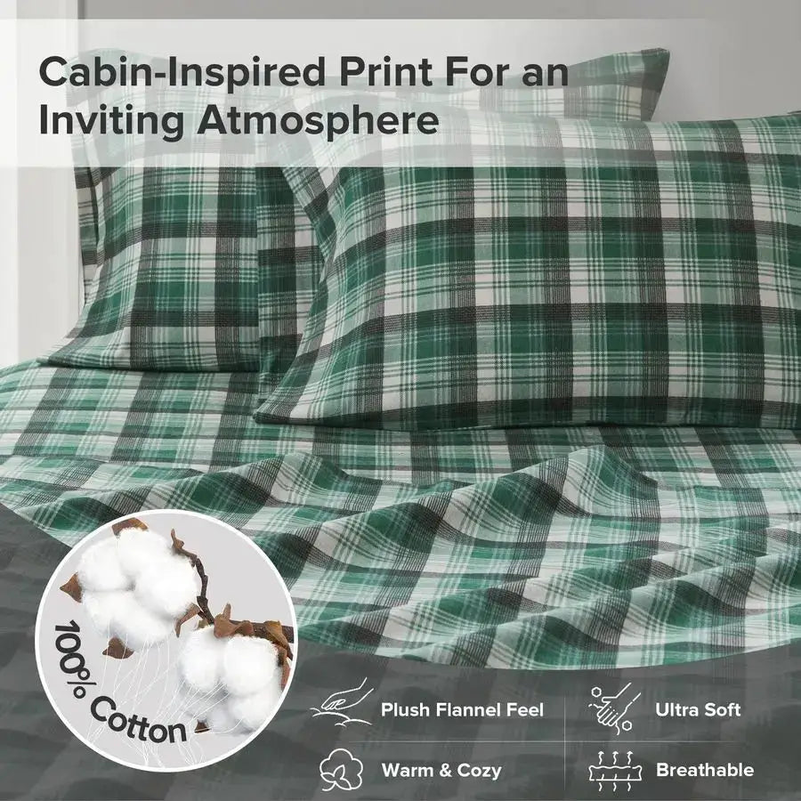 Cotton Sheet Set Cottage Charms Print, 100 Cotton Flannel Sheets Warm amp Fuzzy Bedding Set Queen Size Sheets, Fitted Pocket Fit from PriceLows™