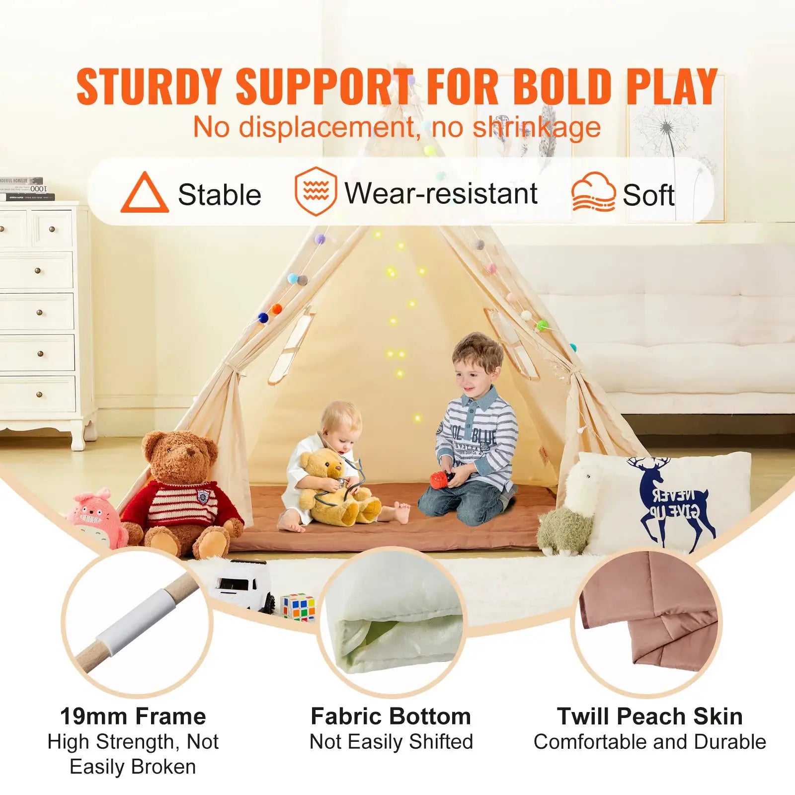 VEVOR Kids Play Tent Teepee Tent for Kids 1-5 Years Old Tent for Kids with Windows for Indoor and Outdoor Toddler Tent from PriceLows™